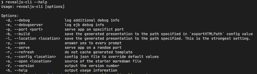 revealjs cli help
