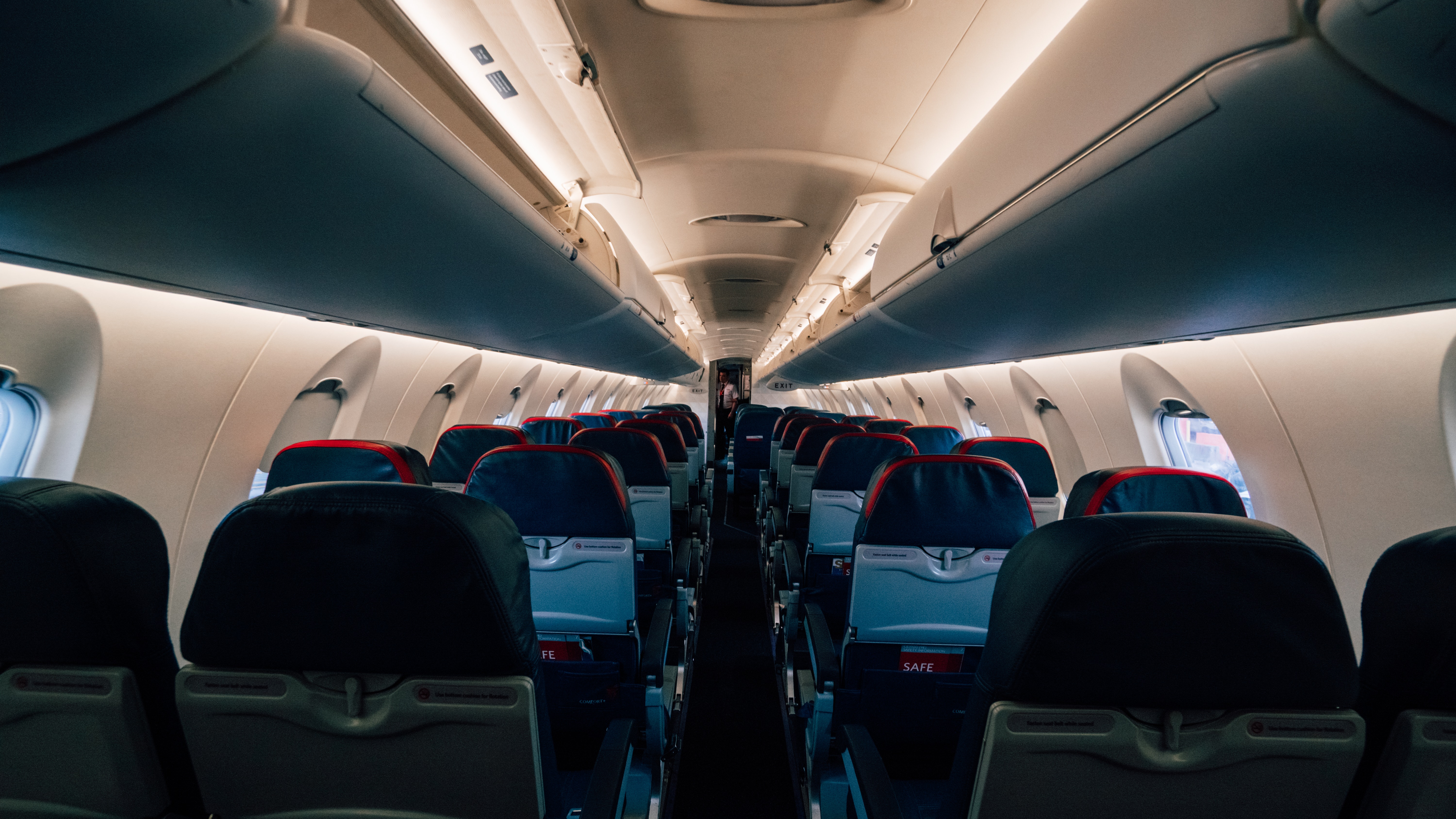 Inside of empty aircraft before departure