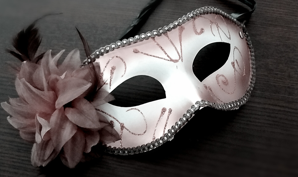 Carnival mask decorated with pink flower